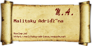 Malitsky Adriána névjegykártya